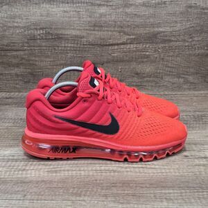 Nike Air Max 2017 Men's Sz 9 Bright Crimson Red Orange Running Shoes (849559-602